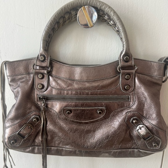 Balenciaga Handbags - Balenciaga Medium Gunmetal motorcycle bag.